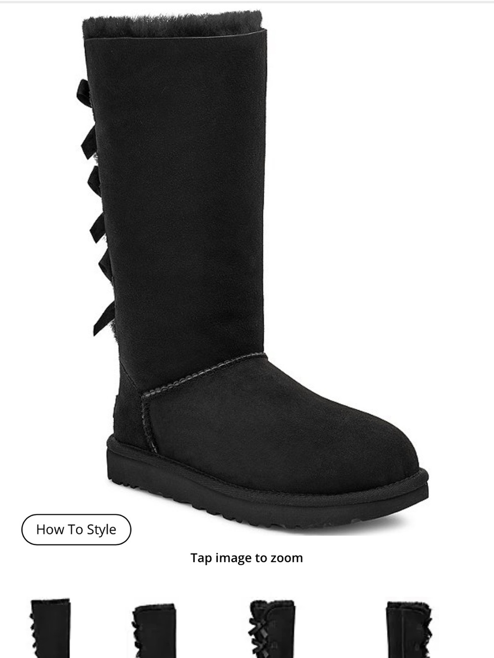 Women's Tall Winter Boots with Back Bow - Black